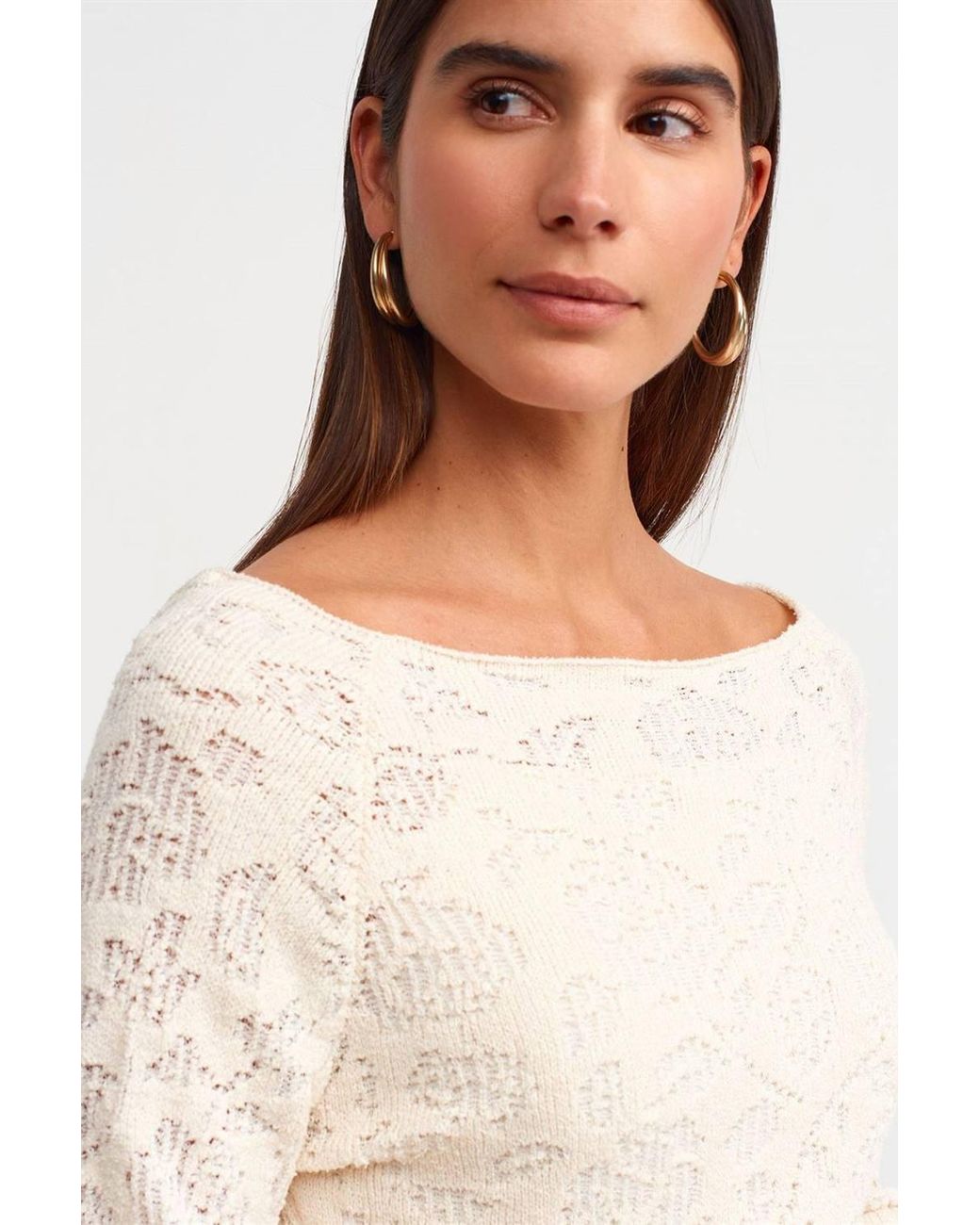 Dilvin Natural Fitted Lace Mini Dress