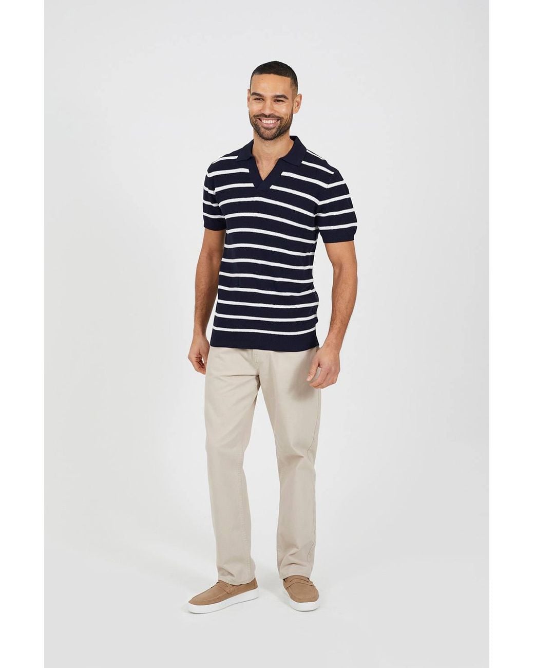 Brave Soul Blue Collared Jacquared Polo Shirt for men
