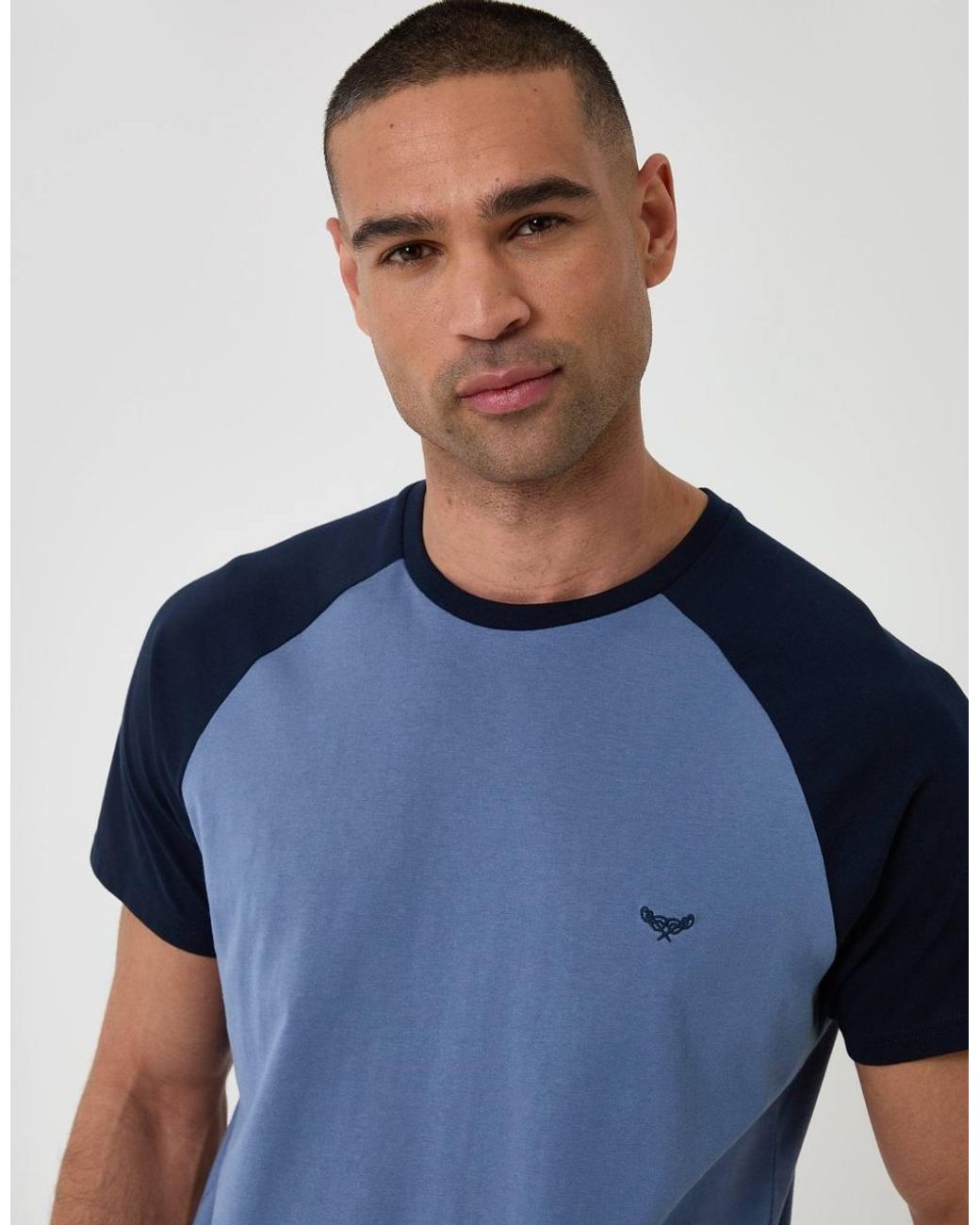 Threadbare Blue Raglan Short Sleeve Top & Shorts Lounge Set for men