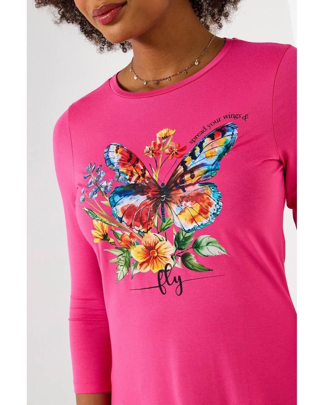 Joe Browns Pink Butterfly Graphic Tunic Top