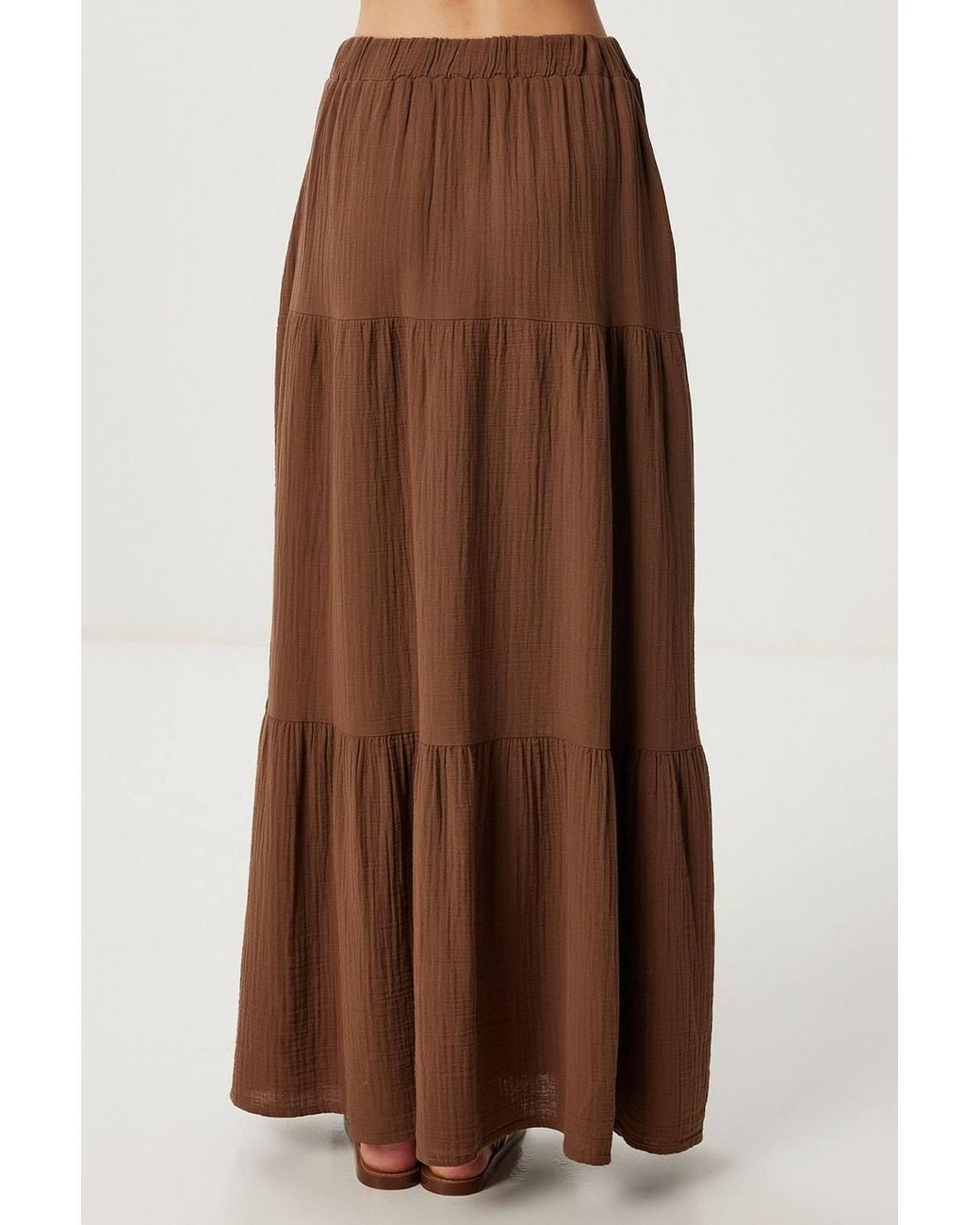 Happiness İstanbul Brown High Waist A-Line Maxi Skirt