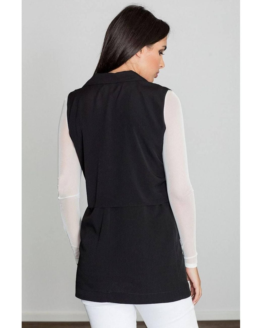 Love Lace Blue Lightweight Long Vest With Comfort Collar