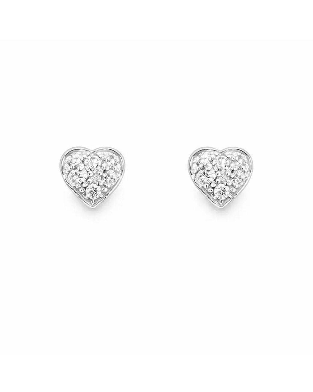 Raina Jewels Metallic 18Ct Round Diamond Heart Shape Stud Earrings 0.14Ct