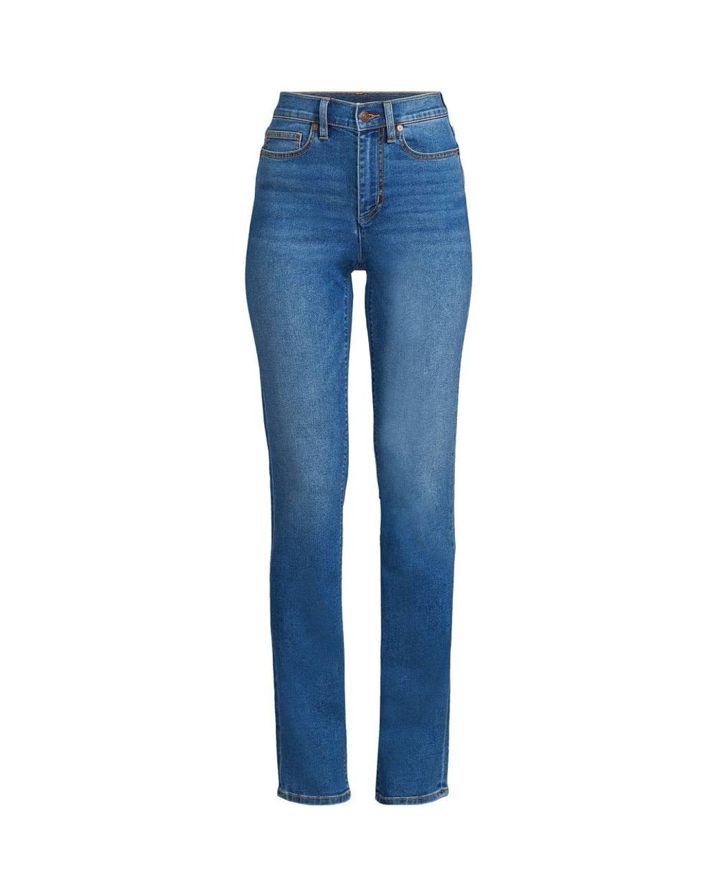 Lands' End Blue Petite Recover Straight Leg Jeans, High Waisted