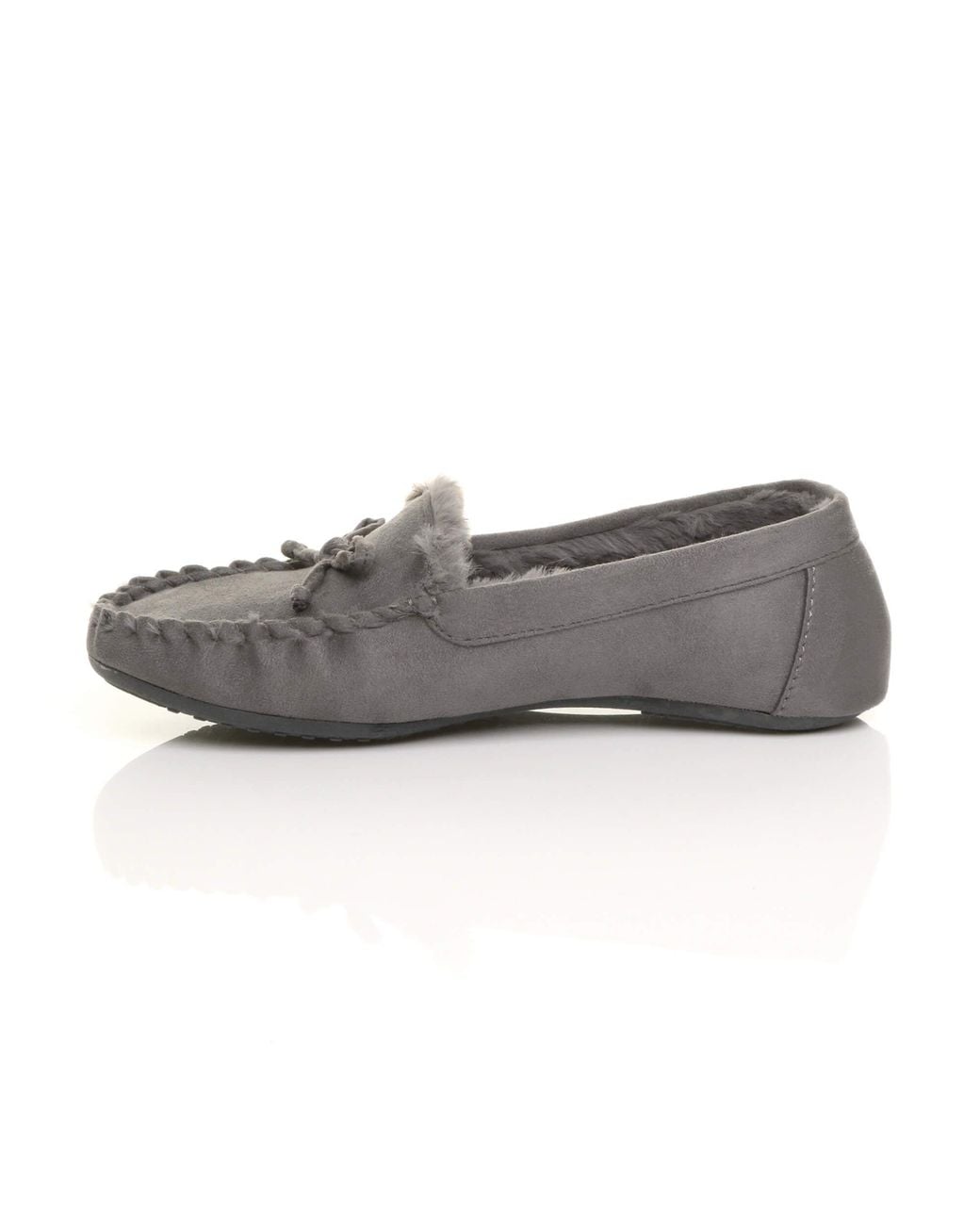 AJVANI Gray Flat Heel Boat Shoes Moccasins Slippers