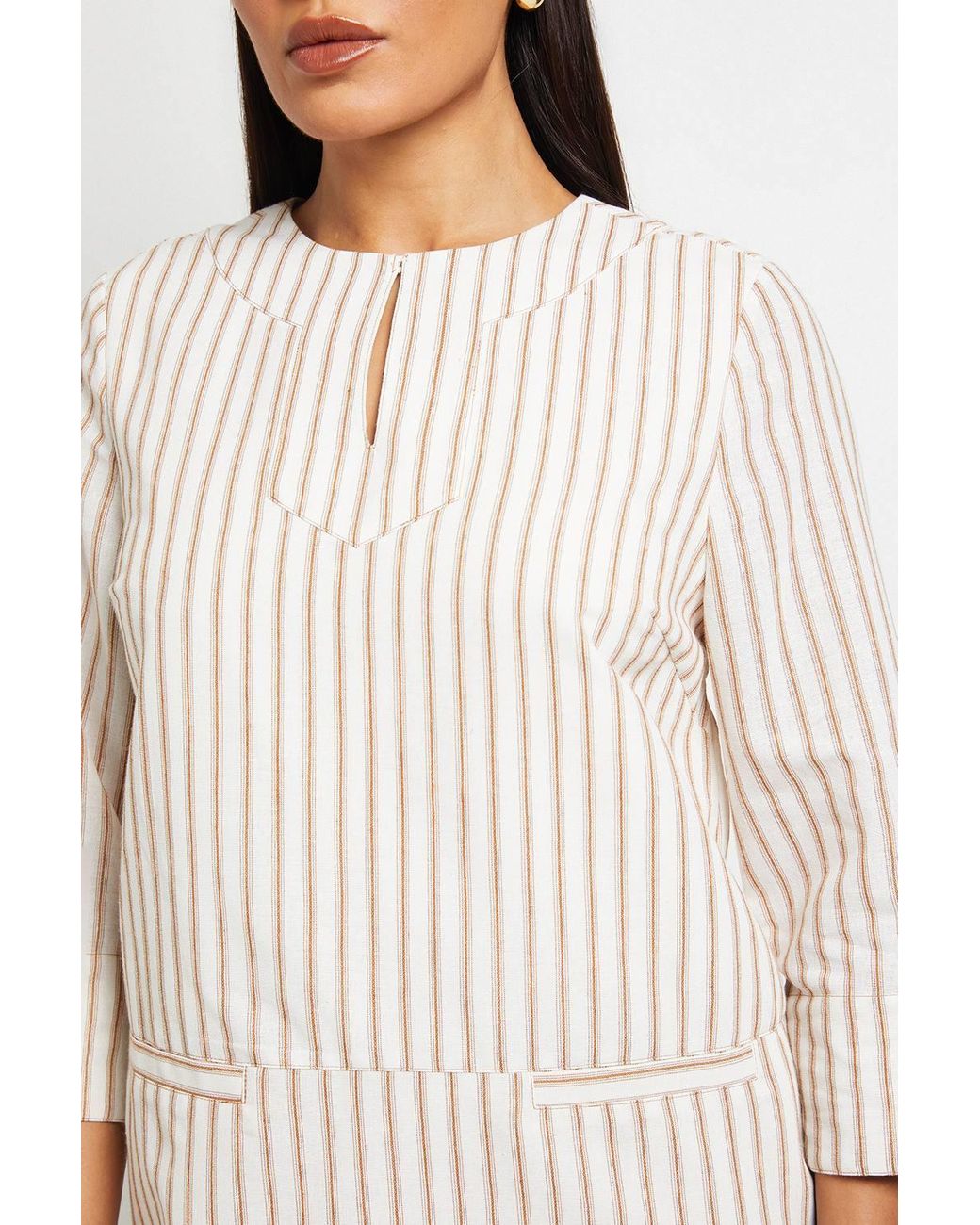 PRINCIPLES Natural Trapeze Stripe Tunic Dress