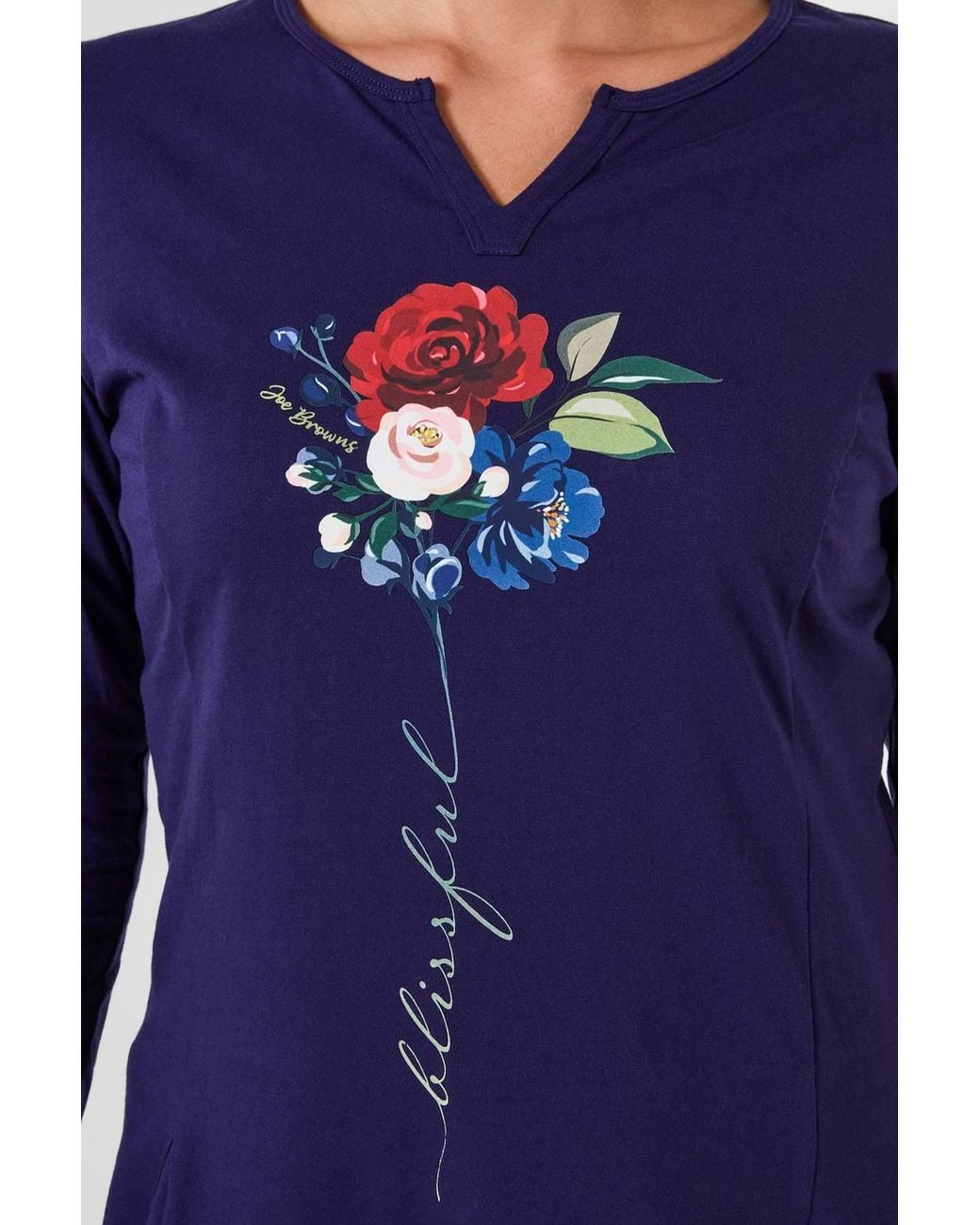 Joe Browns Blue Blissful Stem Flower Graphic Tunic Top