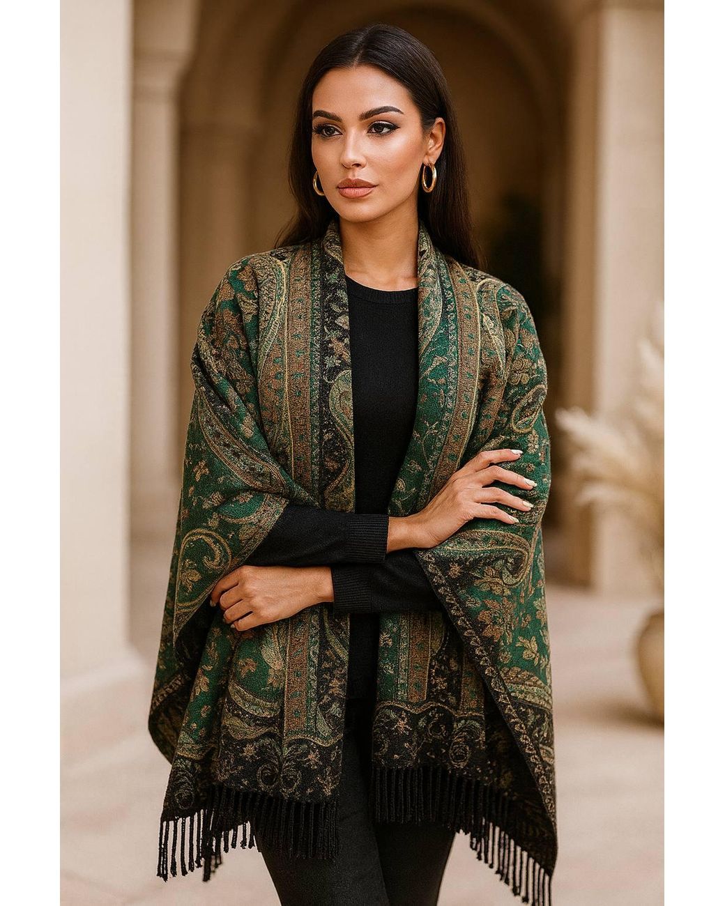 Lemon Daisy Accessories Green Mina Autumn Winter Scarf Shawl