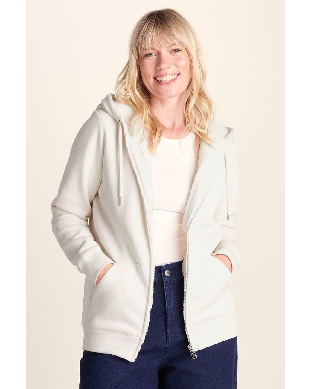TOG24 Natural 'Bradshaw' Supersoft Sherpa Lined Zip Hoodie