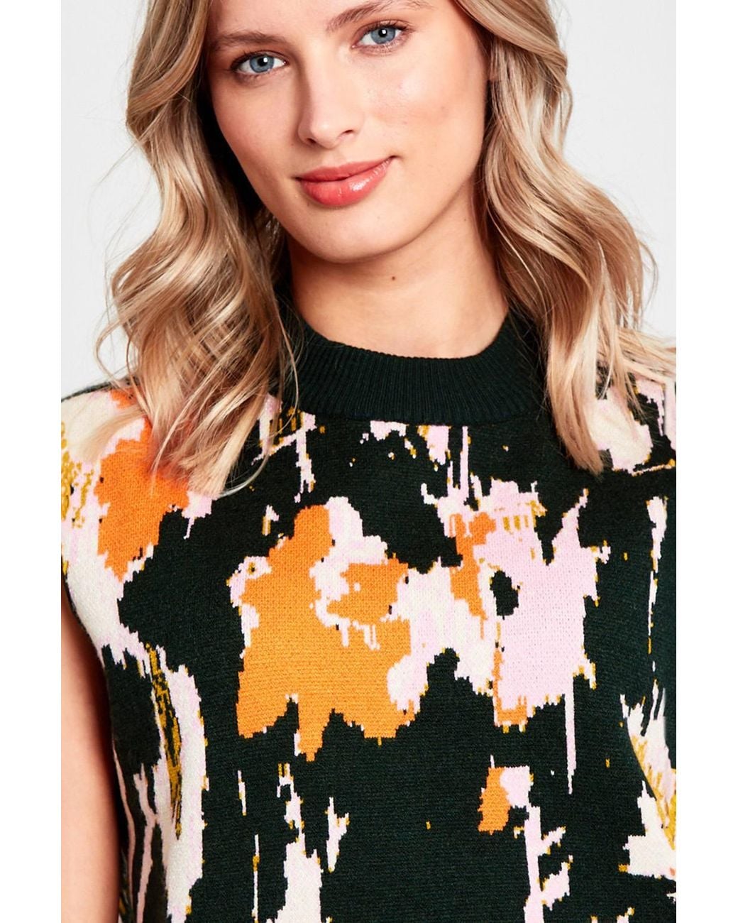 Native Youth Multicolor Abstract Print High Neck Knitted Vest