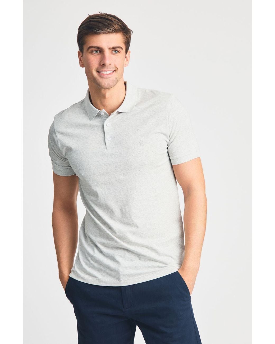 French Connection Blue 3 Pack Cotton Short Sleeve Polo Shirts for men