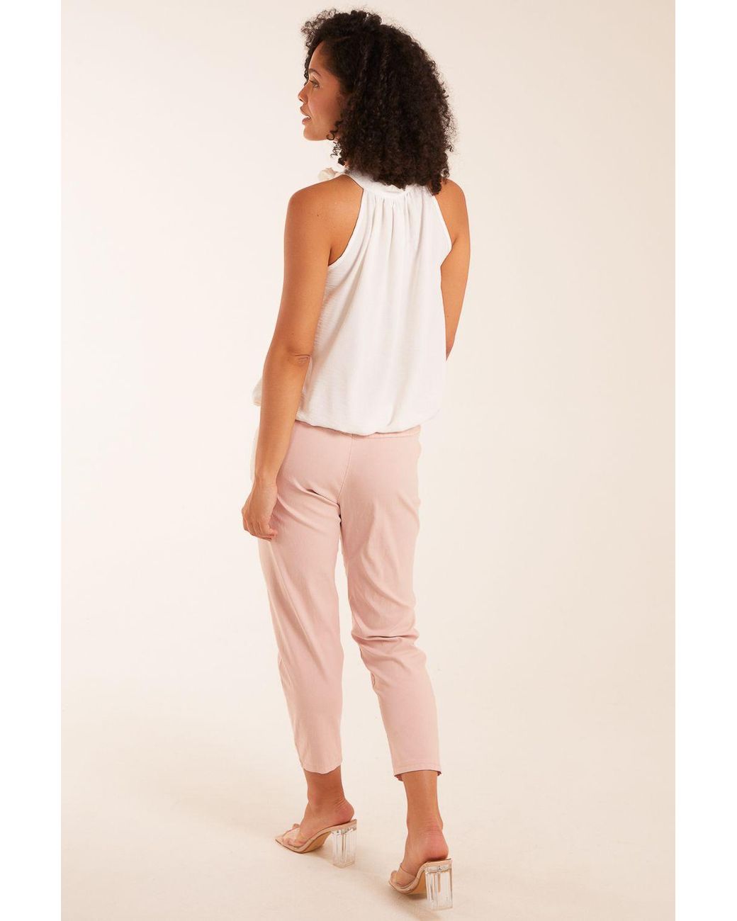 Blue Vanilla Pink Pussybow Sleeveless Top