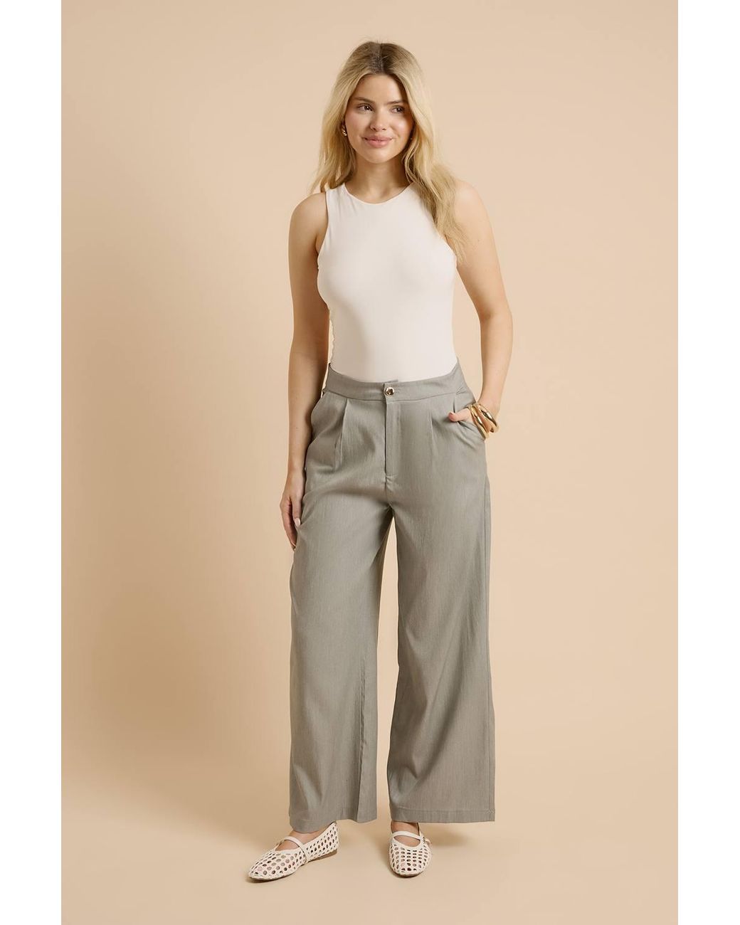 Dorothy Perkins Brown Pleat Front Wide Leg Trouser