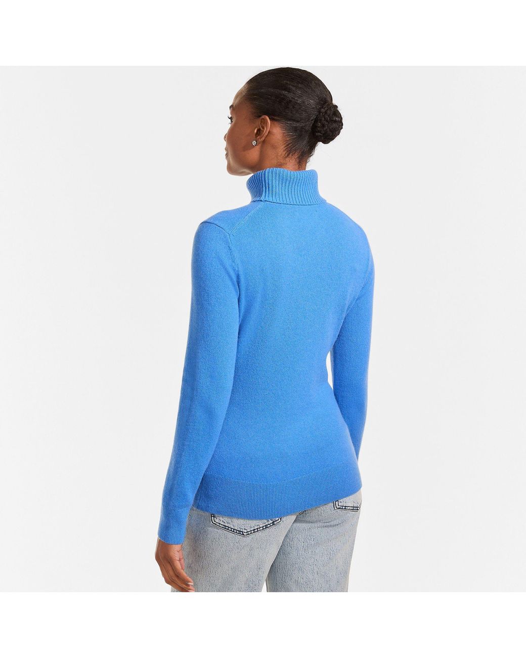 Lands' End Blue Cashmere Roll Neck Jumper