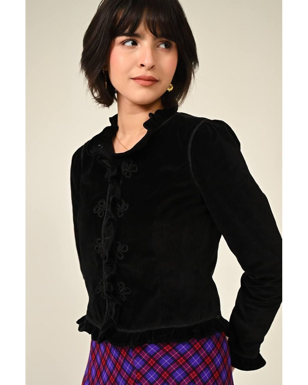Rose & Nancy Purple Monica Check Maxi Skirt