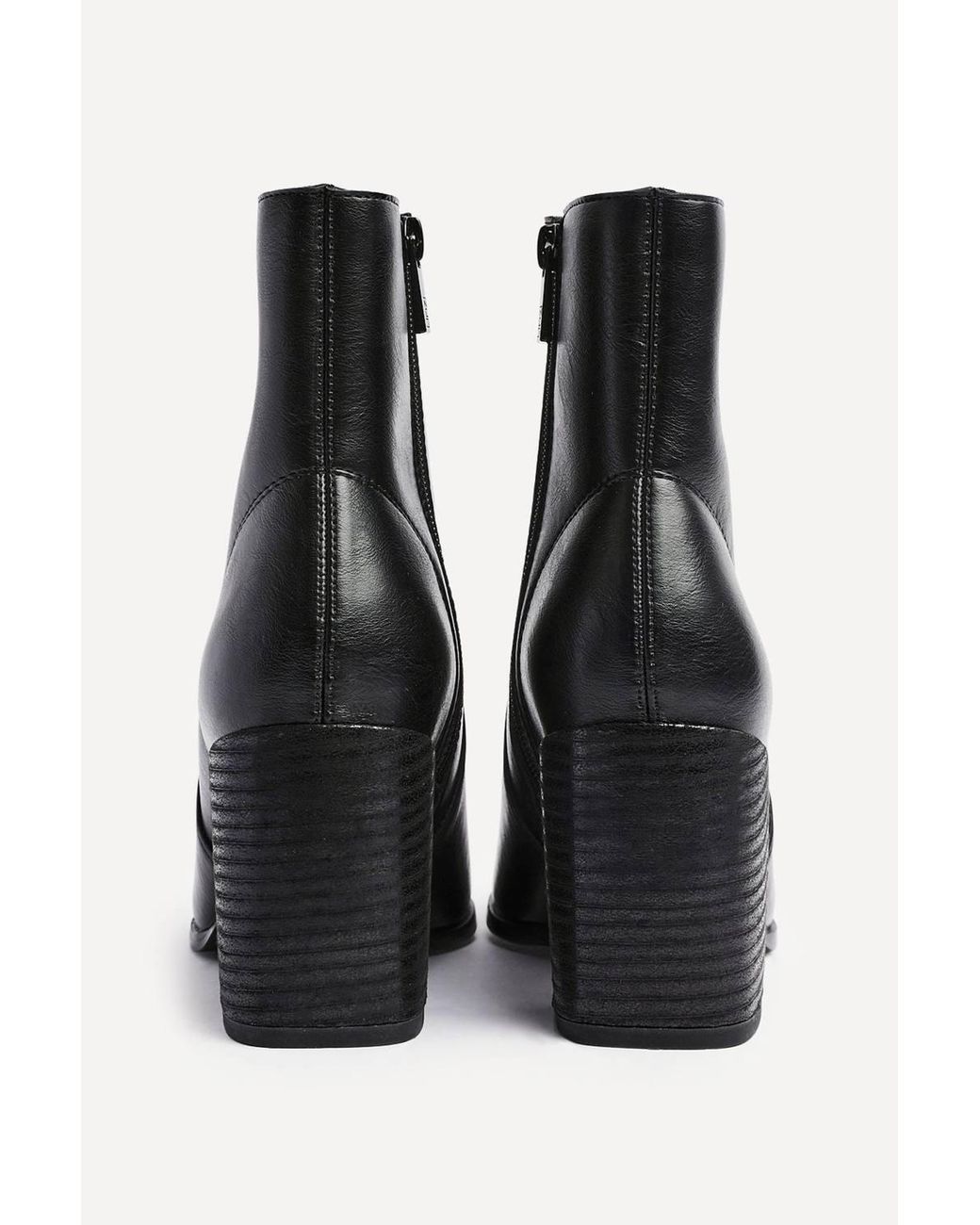 Linzi Black Advance Faux Stretch Leather Heeled Ankle Boot