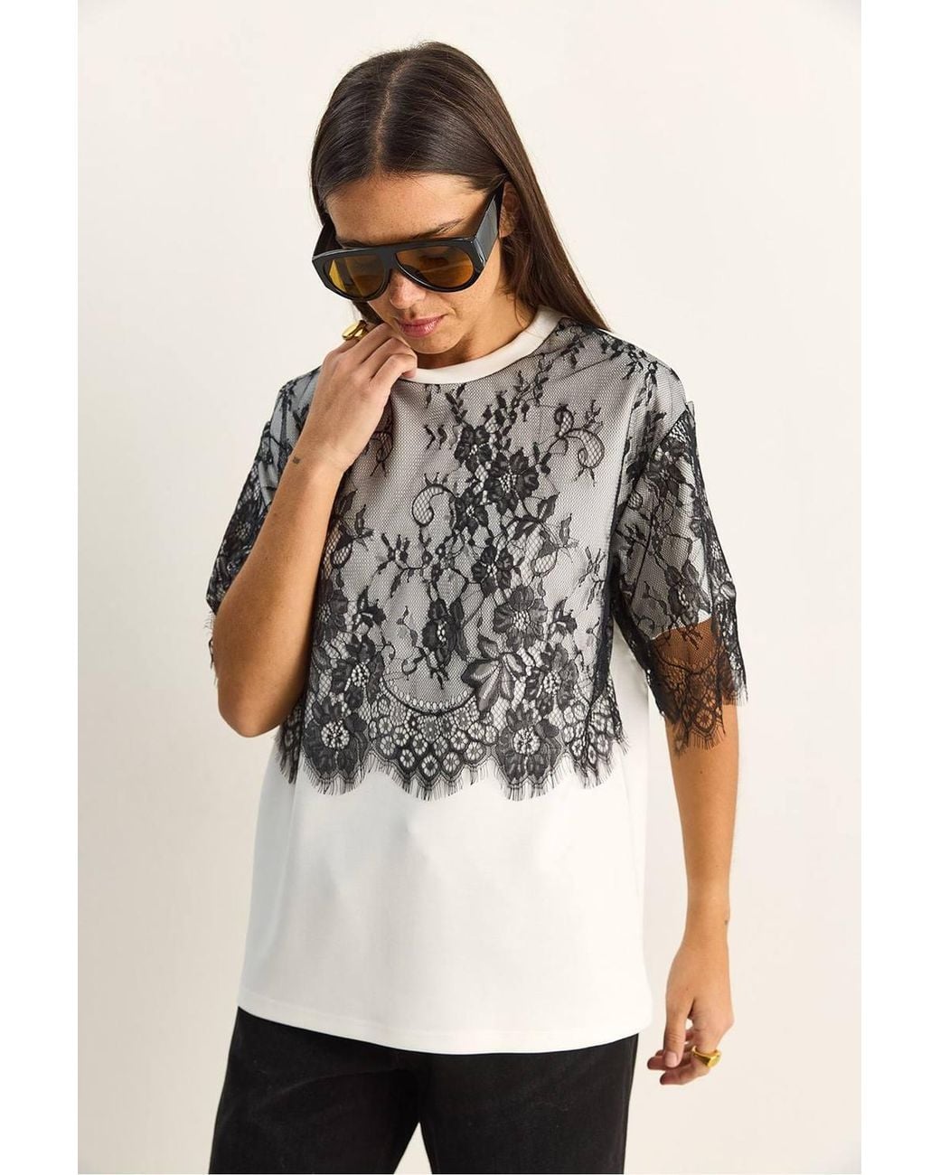 Bianco Lucci Gray Viscose Blend T-Shirt