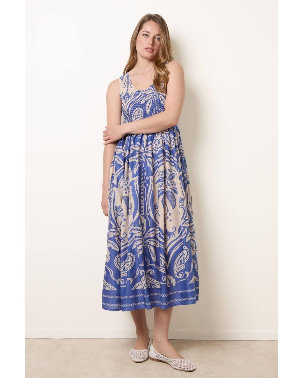 Blue Vanilla Blue Sleeveless Round Neck Maxi Dress