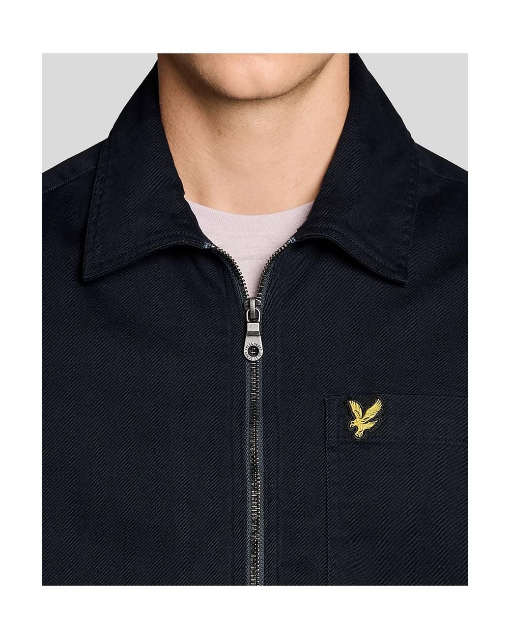 Lyle & Scott Blue Enzyme Wash Zip Through Overshirt for men