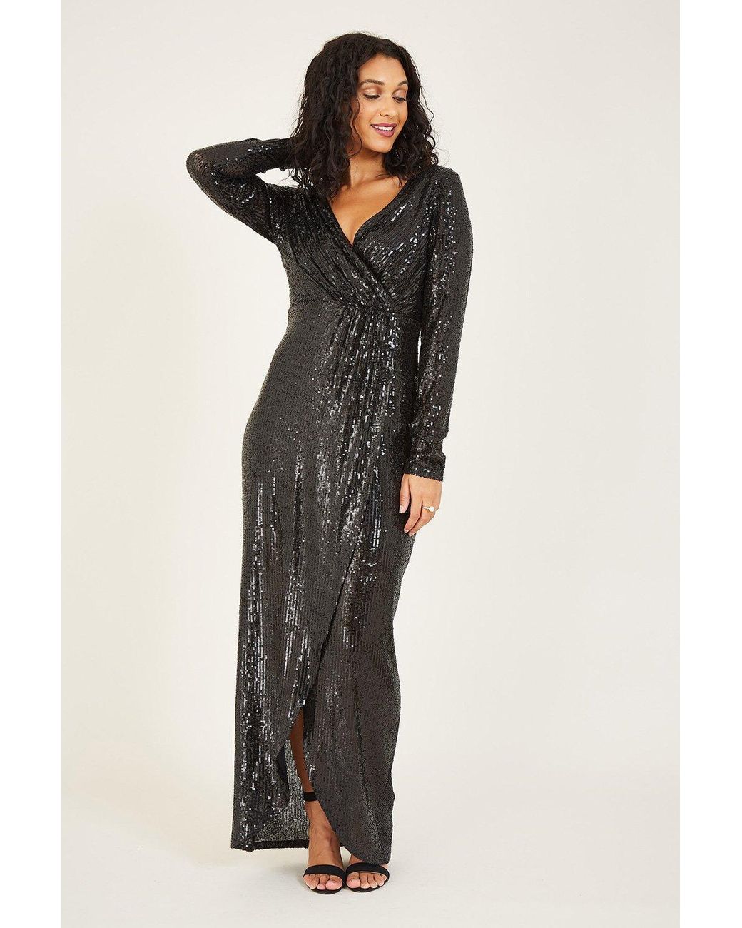 Mela Navy Sequin Maxi Dress in Black Lyst UK