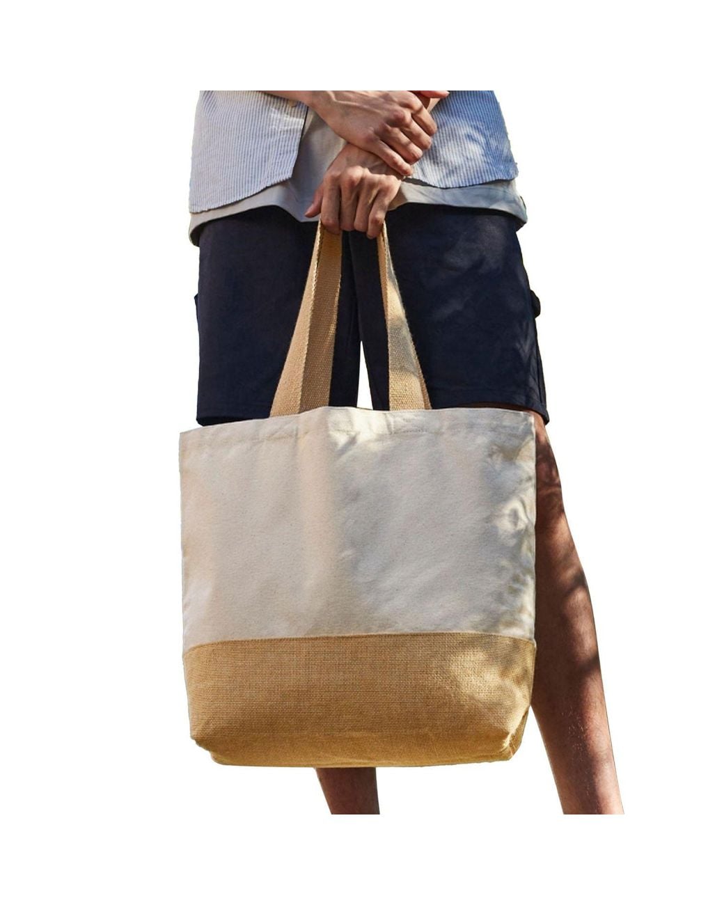Westford Mill Blue Jute Base Canvas Tote
