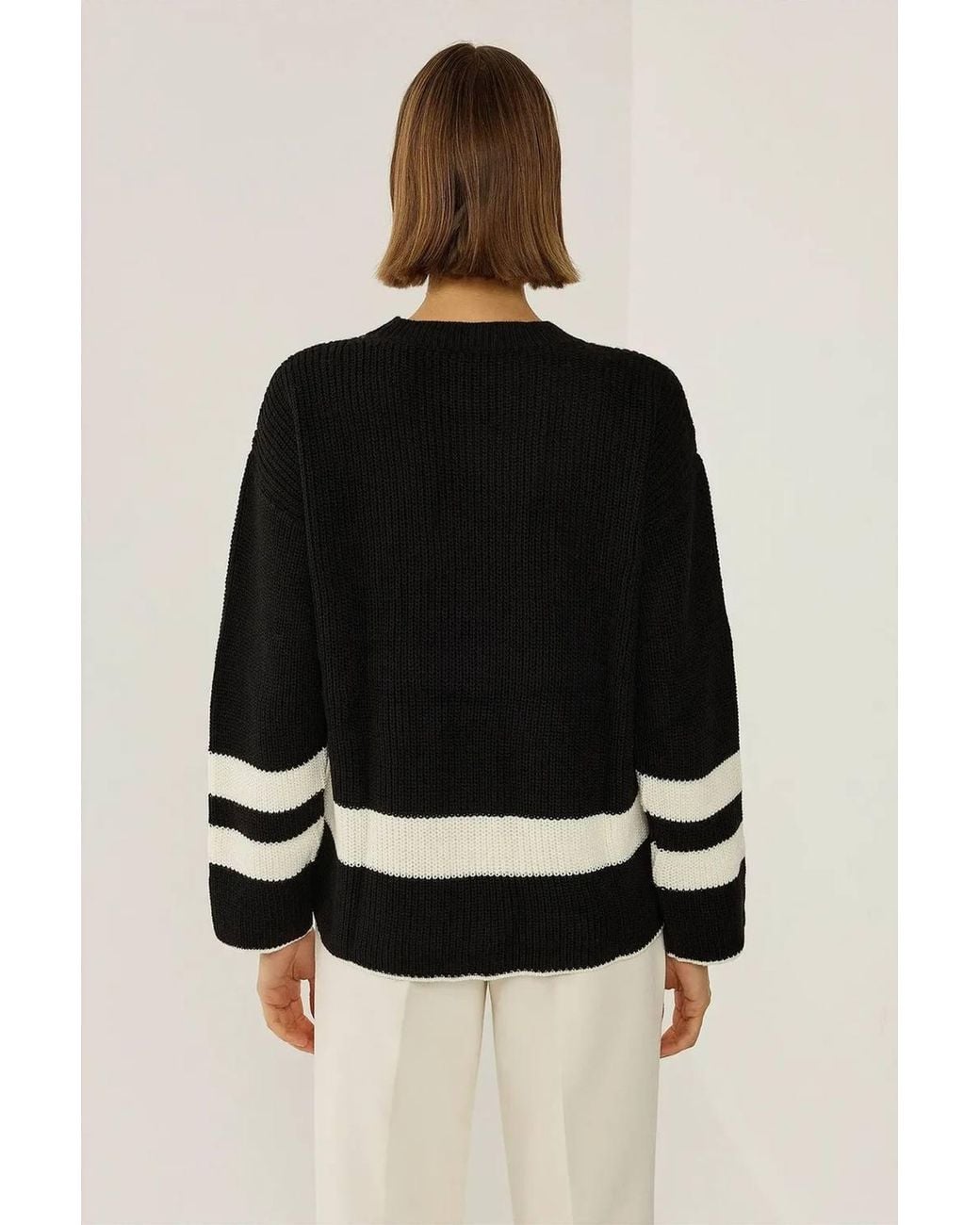 Hiccup Black Relaxed Fit Knitted Sweater
