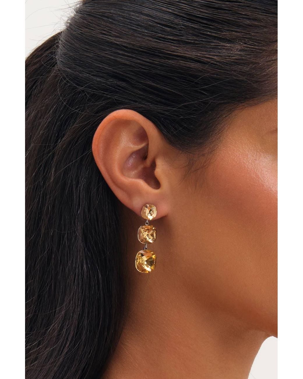 Jon Richard Metallic Plated Champagne Multi Stone Drop Earrings