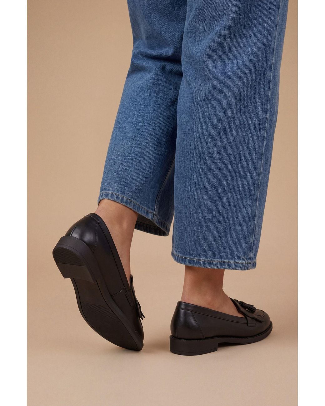 Dorothy Perkins Blue Wide Fit Leigh Fringe Loafers