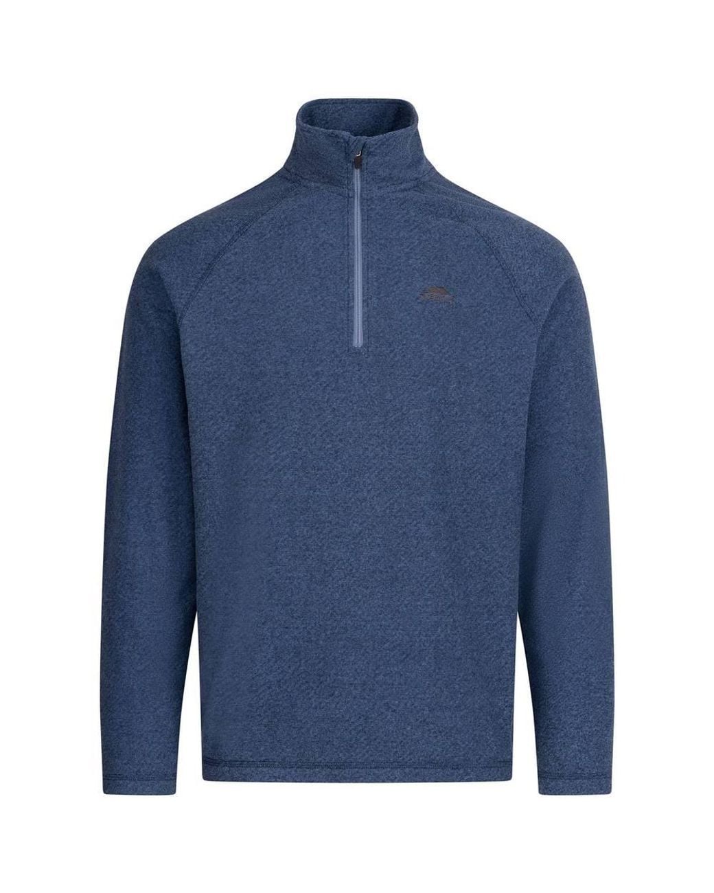 Trespass Blue Keynote Anti Pilling 1 4 Zip Fleece Top for men