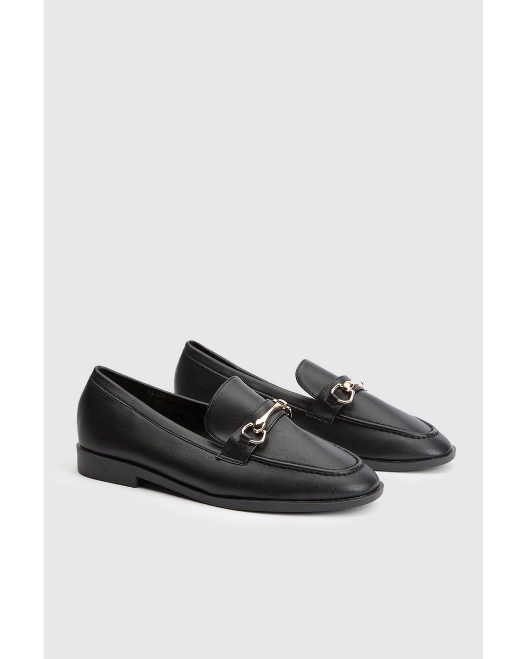 Wallis Black Jessie Faux Leather Metal Snaffle Loafers