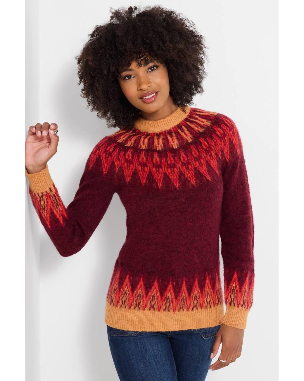 Joe Browns Red Feeling Fiery Fairisle Jumper