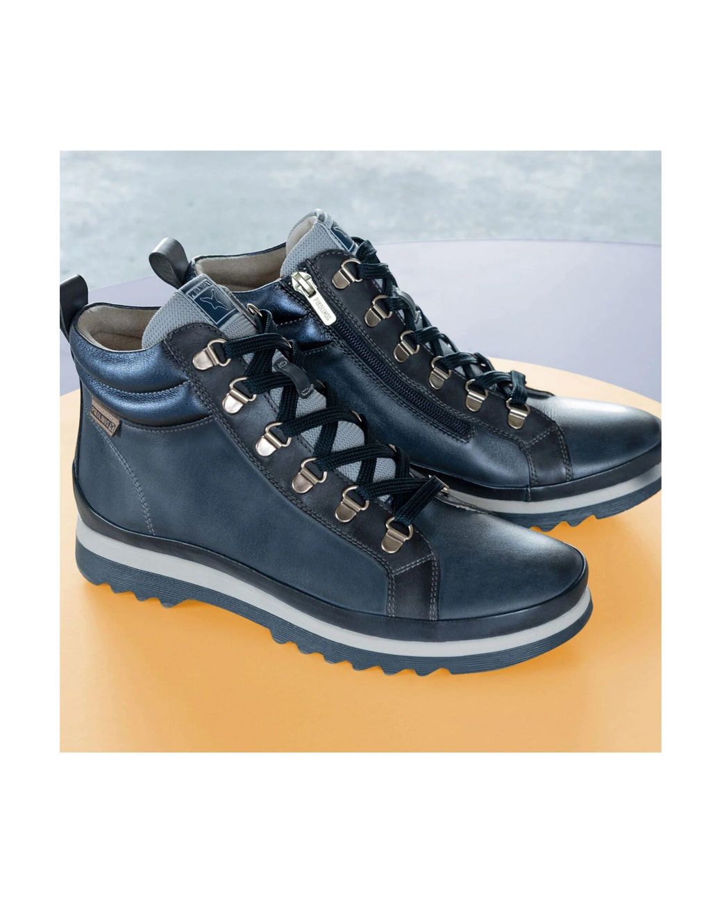 Infinity Leather Blue Pikolinos Leather Ankle Trainers Boots