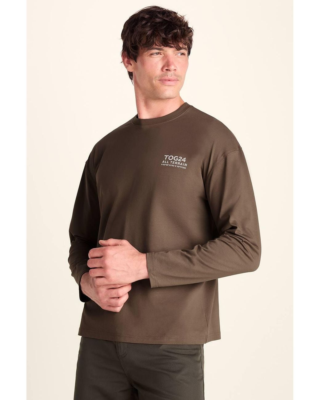 TOG24 Brown 'Lloyd' Premium Heavyweight 100% Cotton Jersey Top for men