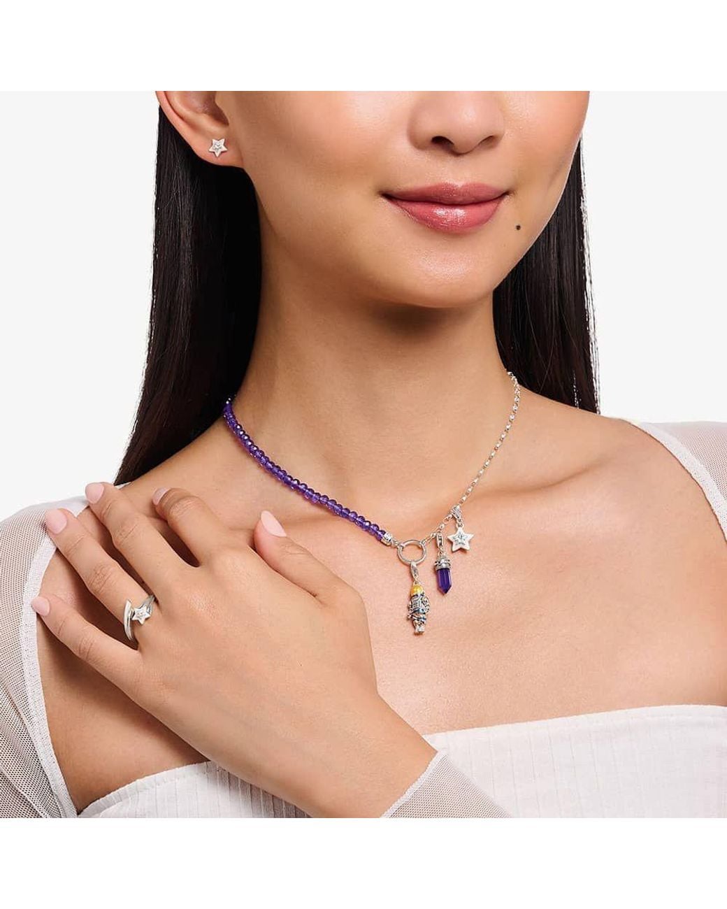 Thomas Sabo Metallic Member Charm Bead Necklace Ke2190-007-13-L45V