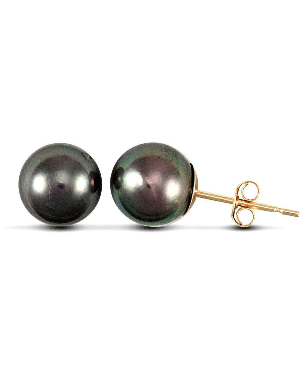Jewelco London Black 9Ct Peacock Akoya Pearl Stud Earrings 7-7.5Mm