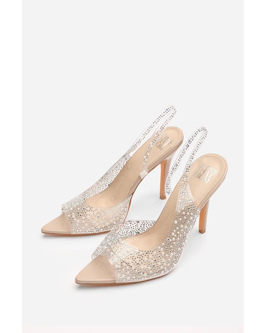 Where's That From Black 'Rheal' Embellished Clear Upper Slingback Heels