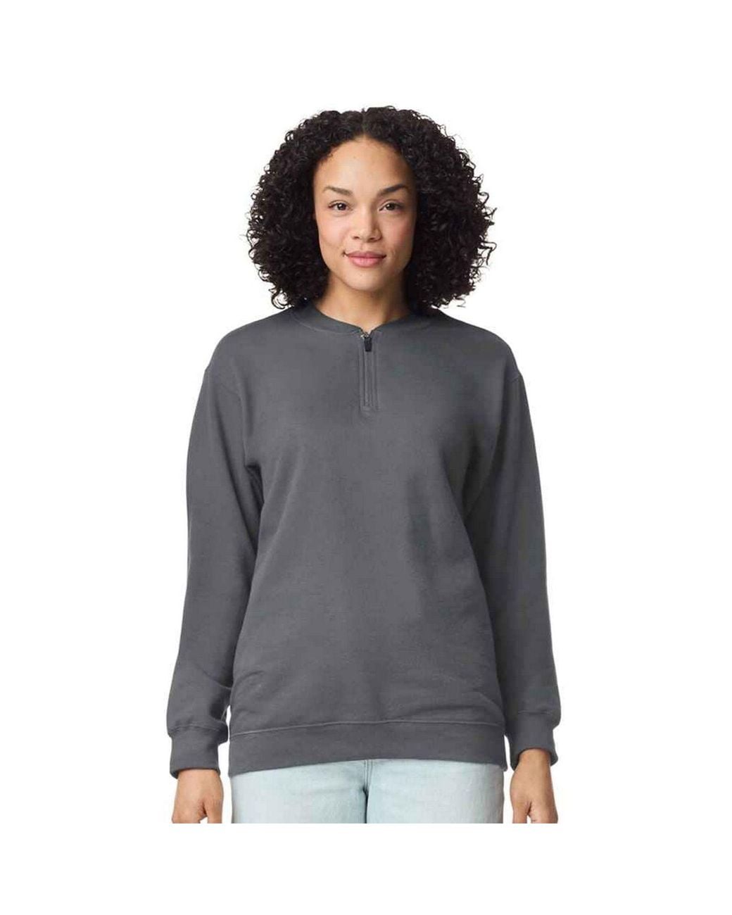 Gildan Gray Softstyle Midweight Quarter Zip Sweatshirt for men