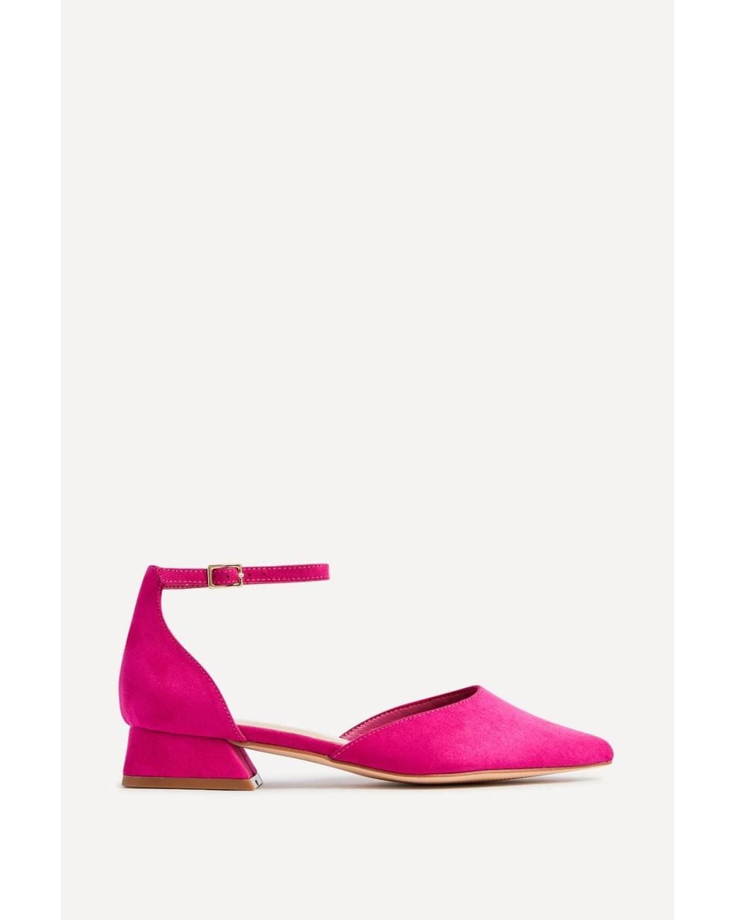 Linzi Pink Dolly Wide Fit Faux Suede Low Court Heels