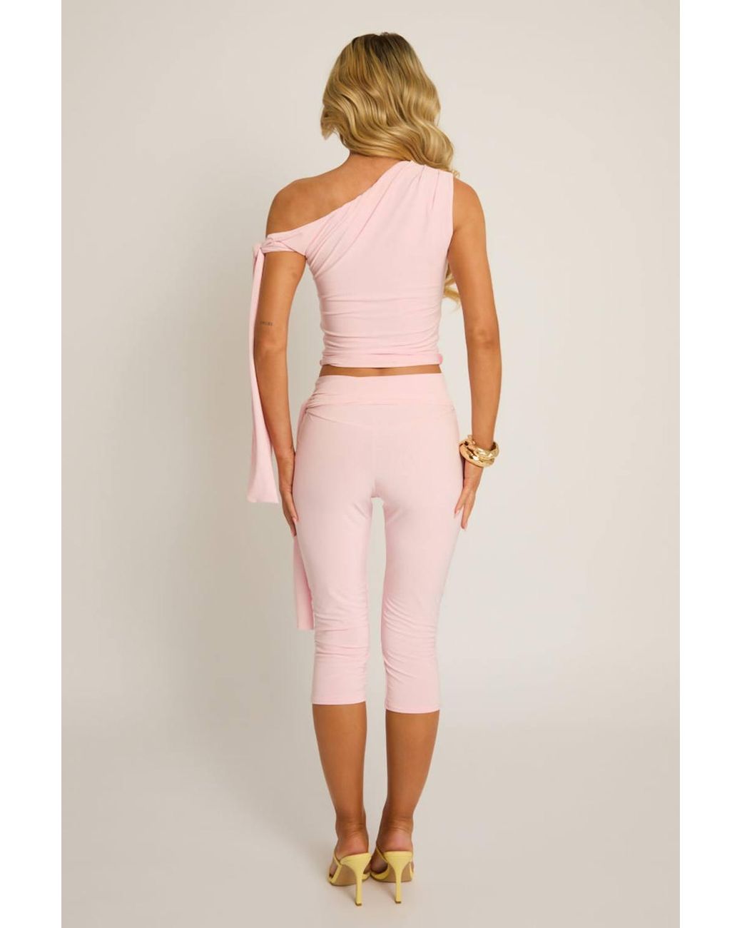 Rebellious Fashion Pink Tie Shoulder Top & Capri Pants Co-Ord Set