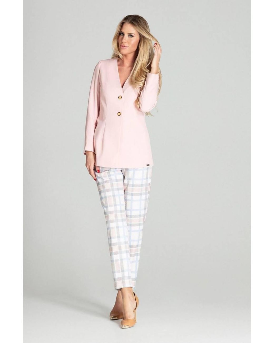 Love Lace Pink Slim Fit Extended Spring Jacket Lined Stand Collar