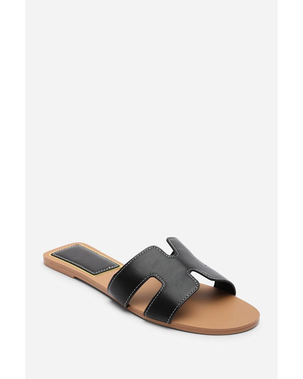 Where's That From Brown 'Avira' Cut Out Flat Sandals