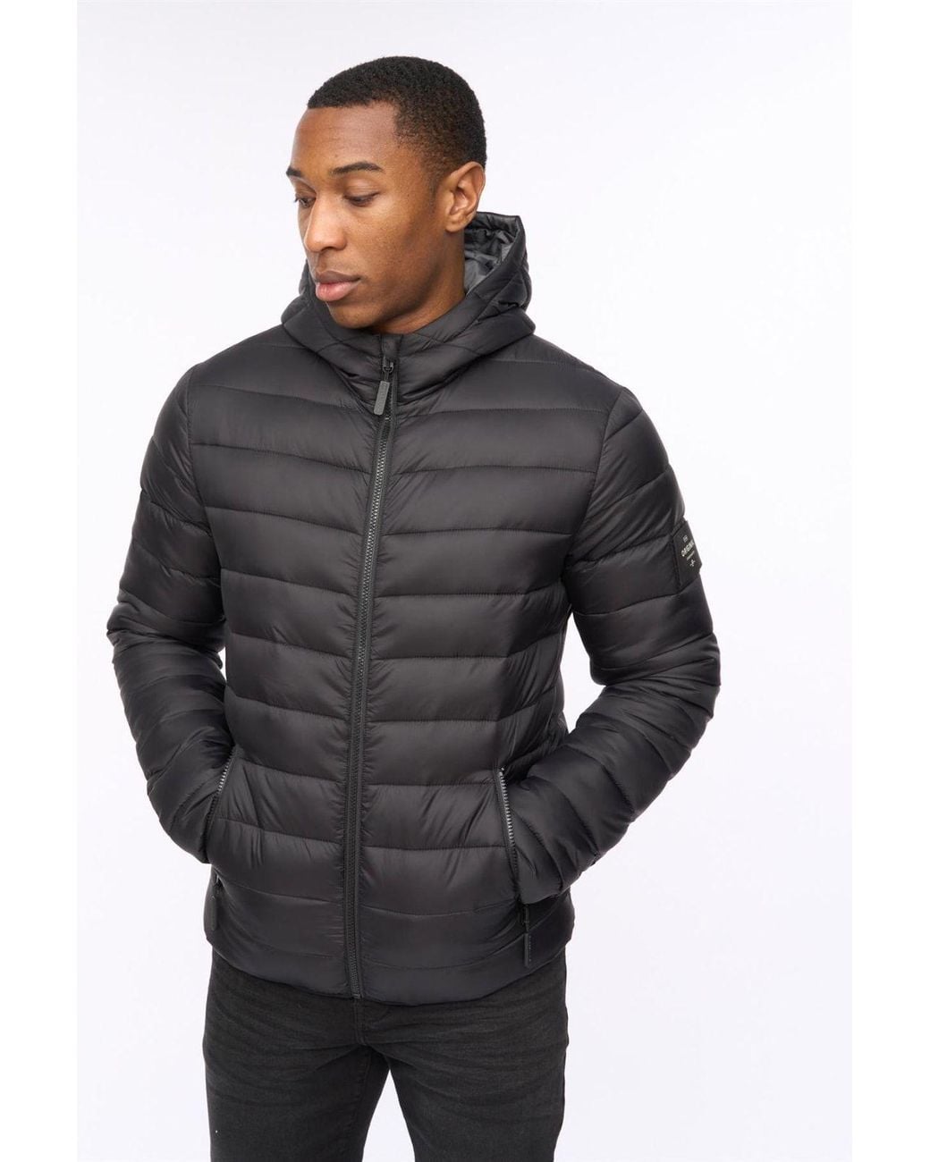 Crosshatch Gray Gattering Lightweight Hooded Quilted Puffer Jacket for men