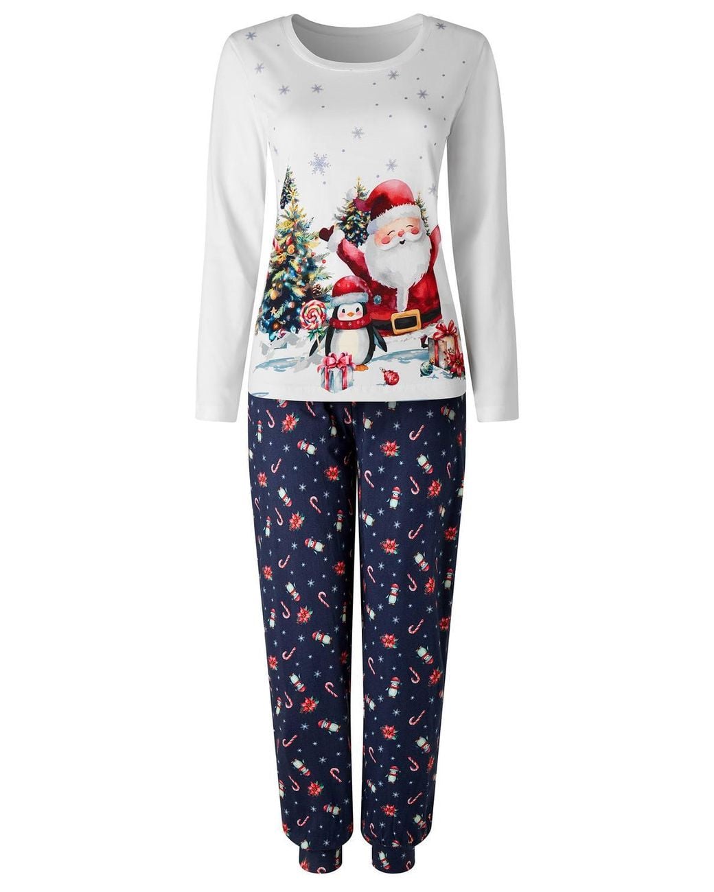 Joe Browns Blue Jolly Santa Jersey Pyjama Set