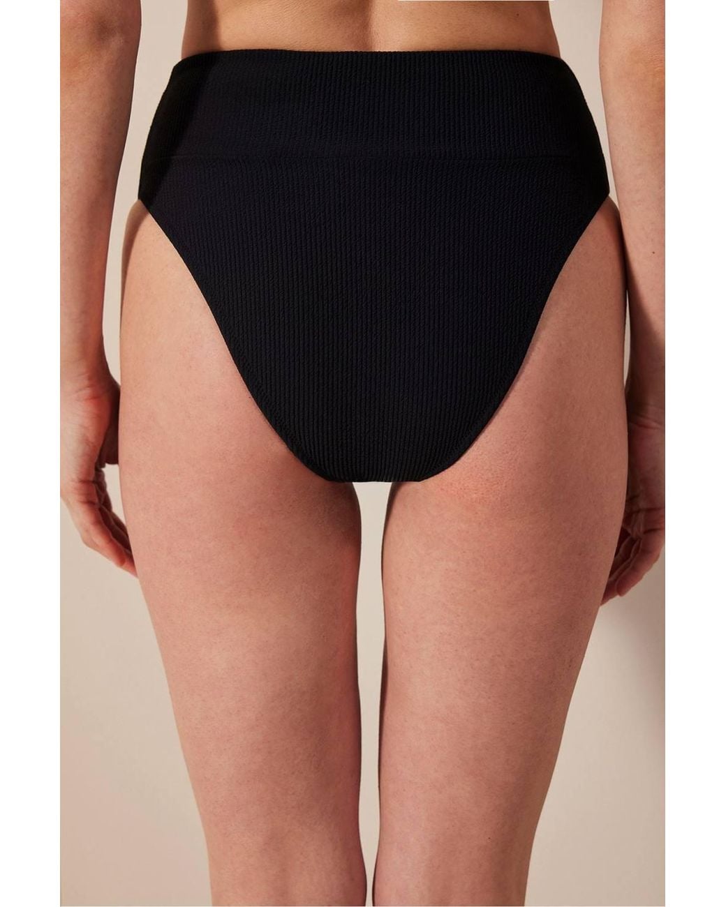 Penti Black Mary High Waist Textured Bikini Bottoms