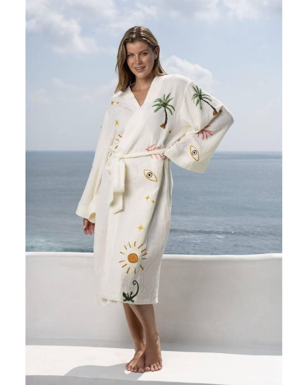 The Night Store Blue Tropical Muslin Dressing Gown