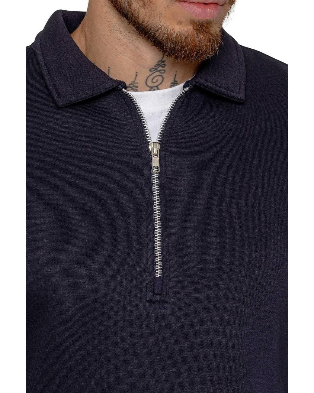 Enzo Blue Half Zip Collared Tracksuit Set for men