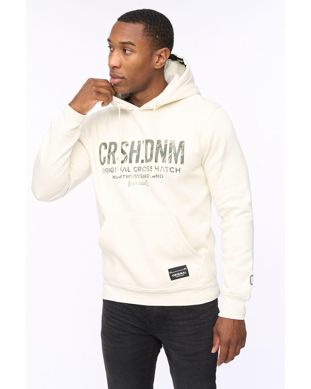 Crosshatch White Campbox Hoodie for men