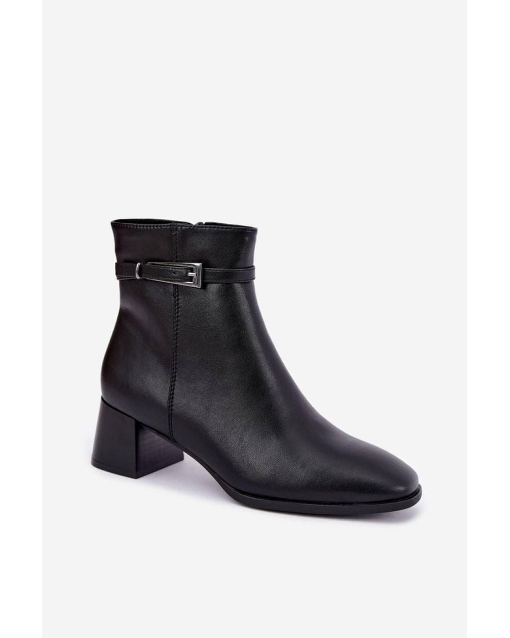 Love Lace Black Block Heel Warm Lined Faux Leather Biker Boots