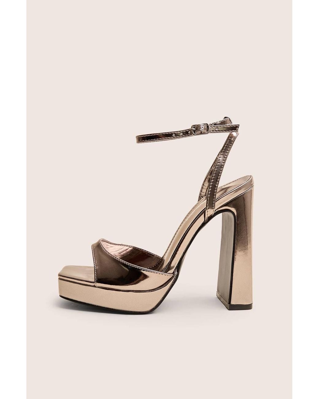 Public Desire Natural Resist Pewter Metallic Peep Toe Barley There Platform Heels
