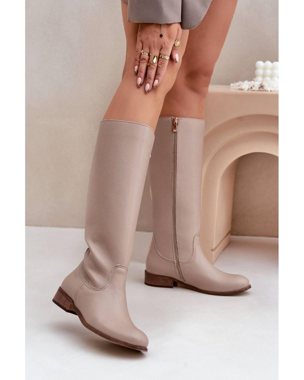 Love Lace Pink Round Toe Knee High Boots With Zip